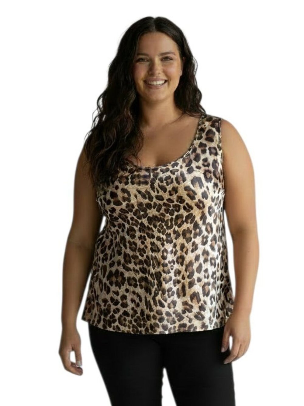 Vintage Stunt Tank Top  100% Silk Cami Leopard Print Y2K